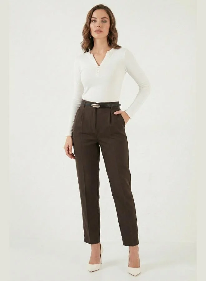 Lela Lela Tapered Fit High Waist Tapered Leg Belted Carrot Trousers Women's Pants 6923854